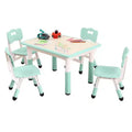 Adjustable Kids Table & 4 Chairs Set  Non-Slip, Graffiti-Resistant, Multi-Activity Desk for Ages 2-10  Home/Daycare/Study Room, Lake Blue