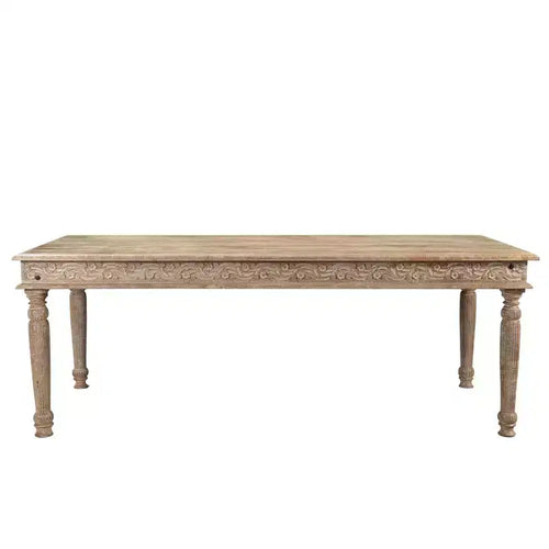 Table à manger sculptée en bois flotté de 83 po, marron