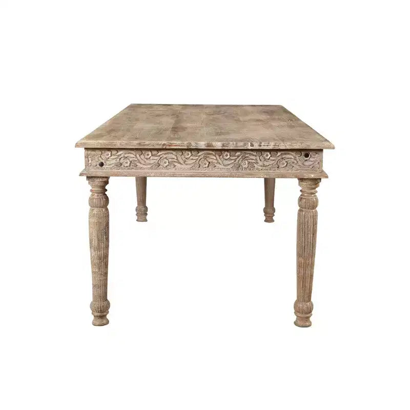 Table à manger sculptée en bois flotté de 83 po, marron