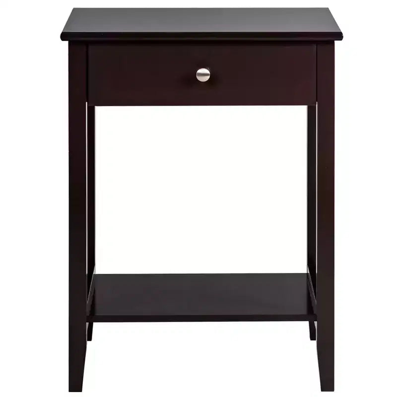 Table de chevet avec tiroir et étagère de rangement pour chambre à coucher, coloris blanc/marron/gris